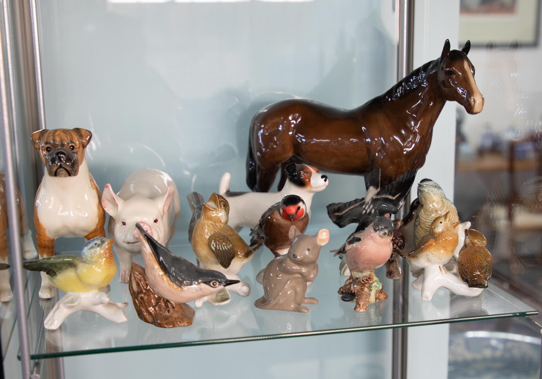 Beswick horse together with thirteen various animal ornaments (mainly Beswick).