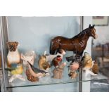 Beswick horse together with thirteen various animal ornaments (mainly Beswick).