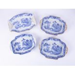 A collection of 19th century blue and white transferware to comprise four Masons Ironstone entrée