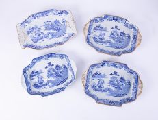 A collection of 19th century blue and white transferware to comprise four Masons Ironstone entrée