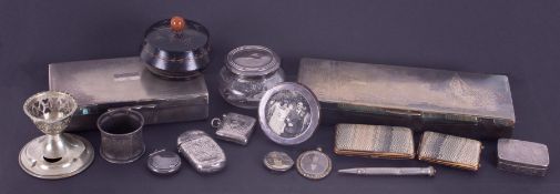A mixed collection of silver items, silver plated wares and objects including a Elizabeth II