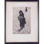 W. Fairclough 1988, print, untitled, of a woman with Medici Society label on reverse, 20cm x 13cm,