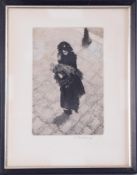 W. Fairclough 1988, print, untitled, of a woman with Medici Society label on reverse, 20cm x 13cm,