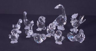Swarovski Crystal Glass, a collection of Geese (one boxed others boxed but not correct), Chick,