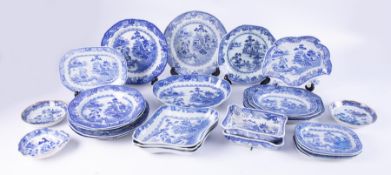 A collection of 19th century blue and white transferware including Masons Ironstone dish, Masons