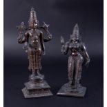 Two bronze deity figures, 23cm.