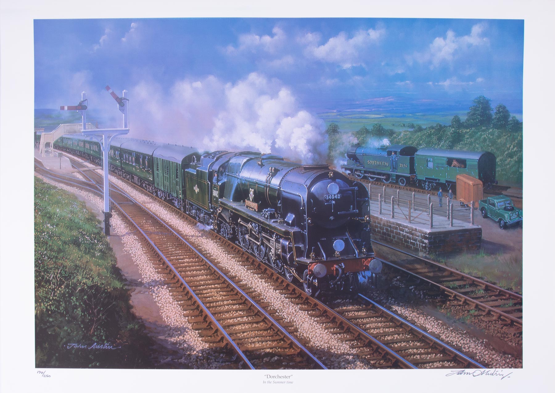 A collection of signed limited edition prints of trains by John Austin, in a Hornby Dublo case ( - Image 3 of 4