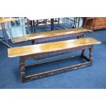 A pair of antique wood benches, length 62inches.