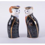 Royal Crown Derby, Royal Cats 'Pearly King and Pearly Queen', boxed.