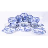 A collection of 19th century blue and white transferware to comprise two Masons Ironstone plates,