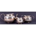 A Victorian 3 piece silver tea service comprising milk jug, teapot and sucre, London hallmark, circa
