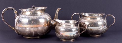 A Victorian 3 piece silver tea service comprising milk jug, teapot and sucre, London hallmark, circa