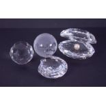 Swarovski Crystal Glass, 'Clear Shell', 'Clear Ball', 'Ball of the World' and 'Clam with pearl', (