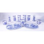 A collection of 19th century blue and white transferware including one Masons Ironstone drainer,