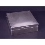 A square silver cigarette box, hallmark Chester, circa 1936-37, makers mark rubbed.