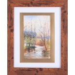 W H Austin, water colour 'River Scene', 25cm x 15cm, framed and glazed. The artist was the