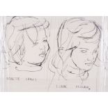 Robert Lenkiewicz (1941-2002) original pen and ink studies of 'Annette Langley & Elaine