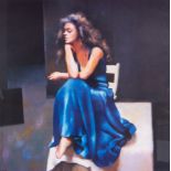 Robert Lenkiewicz (1941-2002) 'Karen Seated' signed limited edition print 165/500, 38cm x 38cm,