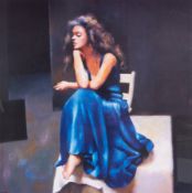 Robert Lenkiewicz (1941-2002) 'Karen Seated' signed limited edition print 165/500, 38cm x 38cm,