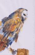 Robert Lenkiewicz (1941-2002) watercolour 'Brief Study Of Owl', 26cm x 17cm, signed framed and