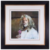 Robert Lenkiewicz (1941-2002) 'Self Portrait Holding Rose 1998' signed limited edition print 96/500,