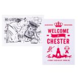 Two JJ Adams including 'Welcome To Chester' limited edition print 2/35, unframed together with