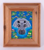 Brian Pollard, acrylic on board 'Hippo At Giverney, Nov 93', signed, 22cm x 17cm, framed. Brian is a