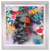 Hue Folk (born 1989) ‘Zeus 2’ original Pop art. 100cm x 100cm, mixed media laser cutting, aerosol,