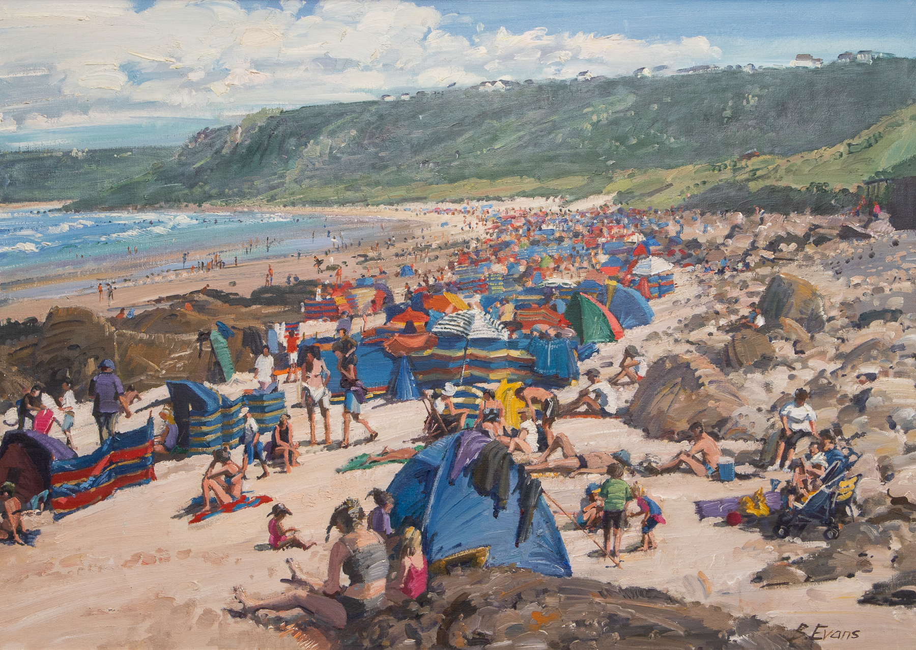 Bernard Evans (1929-2014) 'Sennen Beach' signed oil on canvas, further signed and titled - Image 2 of 3