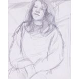 Robert Lenkiewicz (1941-2002) pencil sketch 'Lady', 30cm x 25cm, framed and glazed.