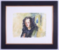 Robert Lenkiewicz (1941-2002) 'Anna at the House' print, 25cm x 34cm, framed and glazed.