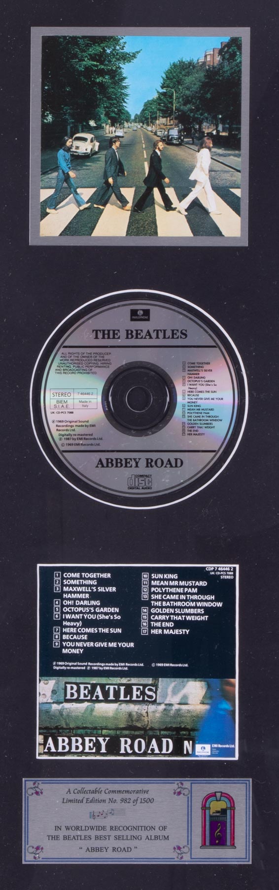The Beatles Abbey Road CD, a collectable commemorative limited edition No.982/1500, In Worldwide - Image 2 of 2