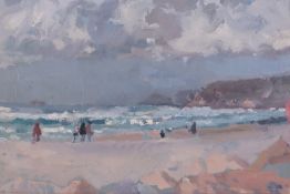 John Harvey, oil on board 'Sennen, Cornwall' signed and titled on the reverse, 22cm x 32cm, framed.