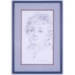 Robert Lenkiewicz (1941-2002) pencil sketch of a women, signed, 34cm x 20cm, framed and glazed.