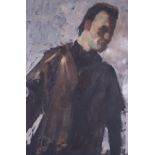 Robert Lenkiewicz (1941-2002) early double sided oil portrait painting on board, signed,