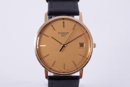 Tissot, a yellow gold Tissot wristwatch, analogue quartz, reference number TH.3.411.21, 32mm, on a