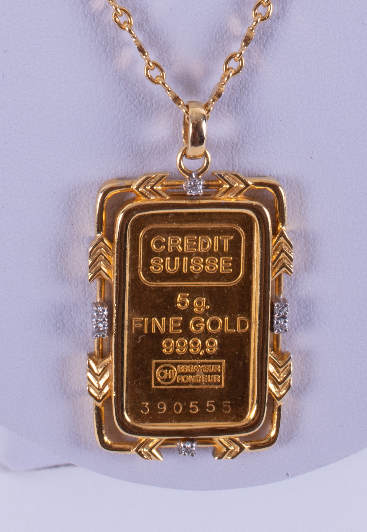 A 24ct yellow gold 19" fancy link chain stamped '916', 6.78gm with a 5g Fine Gold 999.9 Credit - Image 2 of 2