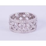 A platinum marquise and brilliant cut diamond set full eternity ring, width 9.50mm, weight 9.45g