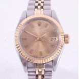 Rolex, a ladies bi-metal Rolex Oyster Perpetual Date automatic wristwatch, with jubilee bracelet,