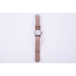 Omega, a vintage silver cushion shaped Omega wristwatch, 30mm, on a replacement brown leather