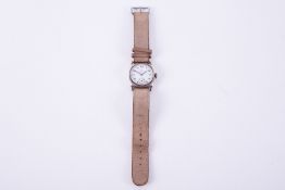 Omega, a vintage silver cushion shaped Omega wristwatch, 30mm, on a replacement brown leather