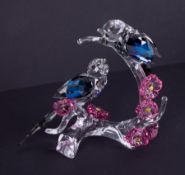 Swarovski Crystal Glass, pair of beautiful 'Magpies', boxed. In this stunning piece, a pair of