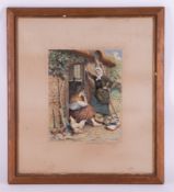 George L. Harrison, 'At the Cottage door', signed and dated 1888 watercolour, 282m, framed and