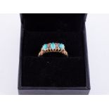 An 18ct yellow gold turquoise and old cut diamond ring, size O1/2.