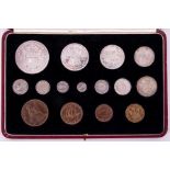 A 1937 Royal Mint George VI specimen set comprising 15 coins in original fitted case.