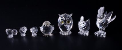Swarovski Crystal Glass, small collection including 'Baby Chicks', 'Owl' etc, boxed.
