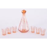 Festival of Britain 1951, a seven piece glass sherry set.