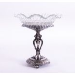 A silver plated and glass centrepiece, height 24cm.