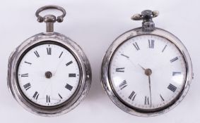 A silver Georgian pair case pocket watch with fusee movement, signed Edw Hemmend 14773, London and
