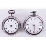 A silver Georgian pair case pocket watch with fusee movement, signed Edw Hemmend 14773, London and